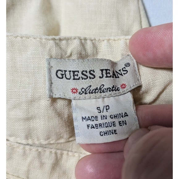 GUESS JEANS Linen Bermuda Shorts Natural Beige - Women Small - Picture 6 of 16